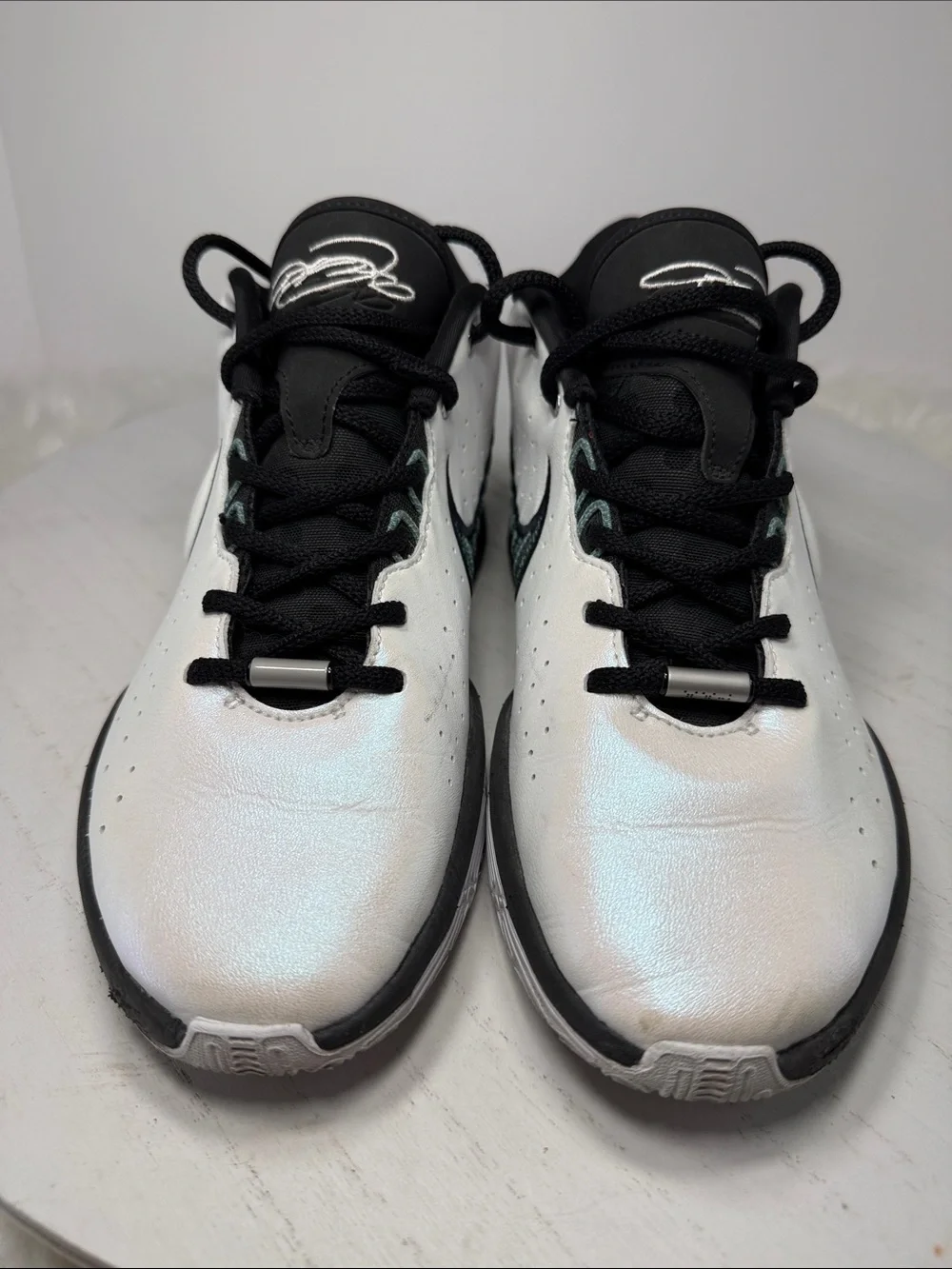 Nike Men’s White and Black Low-Top Sneakers with Subtle Iridescent Sheen